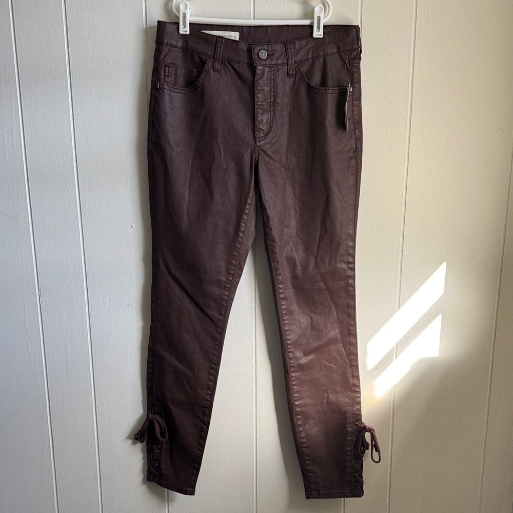 NWT Pilcro and the Letterpress coated skinny jeans with a lace-up ankle SZ 28